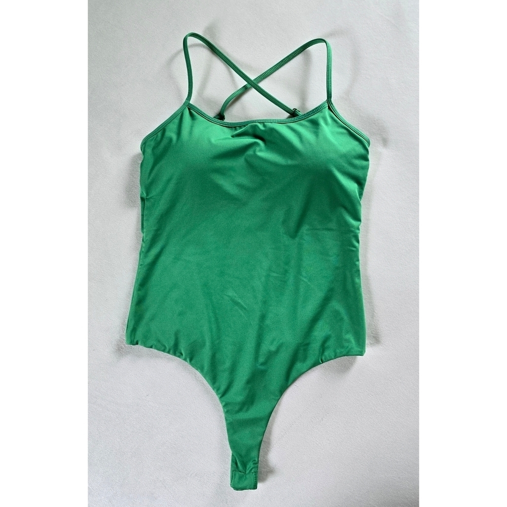 Klassy Network▪️Low Back Bramisuit Green Bodysuit Racerback